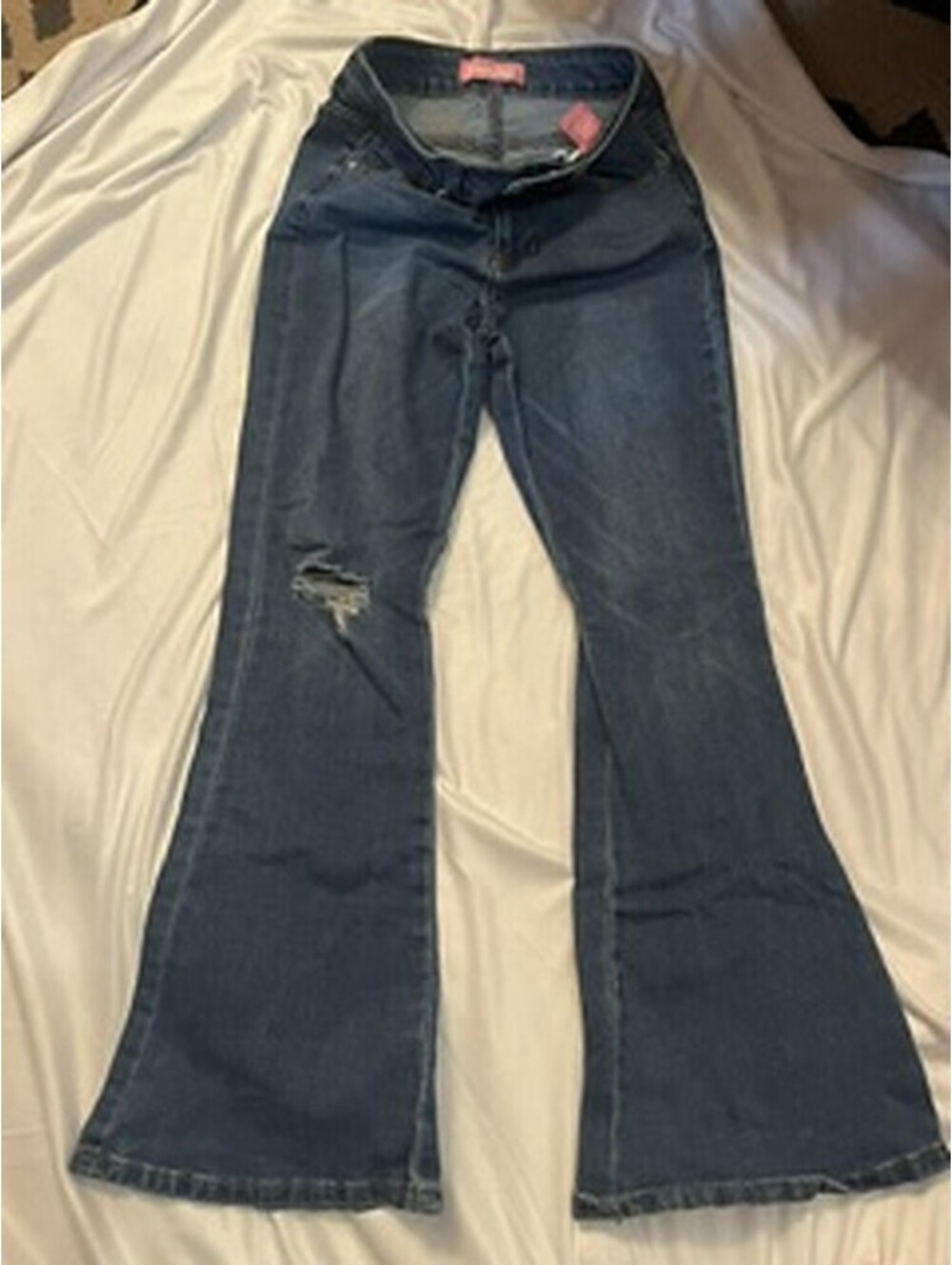 Blue distressed flare jeans Girls